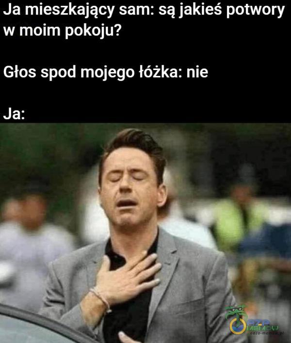 Ja mieszkający sam: są jakieś potwory w moim pokaju? Głos spod mojego łóżka: nie