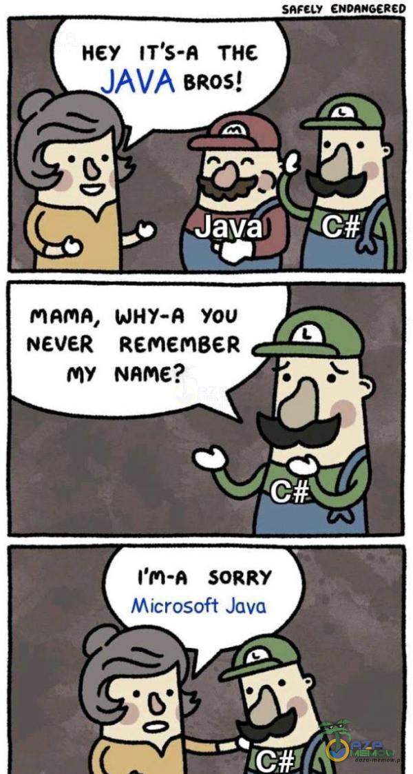 SRFELY ENDANGERED HEY IT S-A THî JAVA BROS! Java MAFIA, WHY-A YOU NEVER REMEMBER my NRME? 1 n-A SORRY Microsoft Java