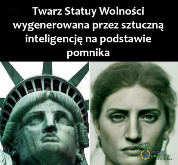 Twarz Statuy Wolności wygenerowana przez sztuczną inteligencję na podstawie OLE!