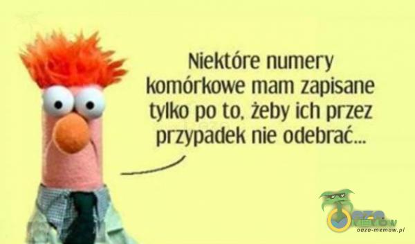 Niektóre numery komórkowe mam zapisane • tylko po to. żeby ich przez przypadek nie odebrae