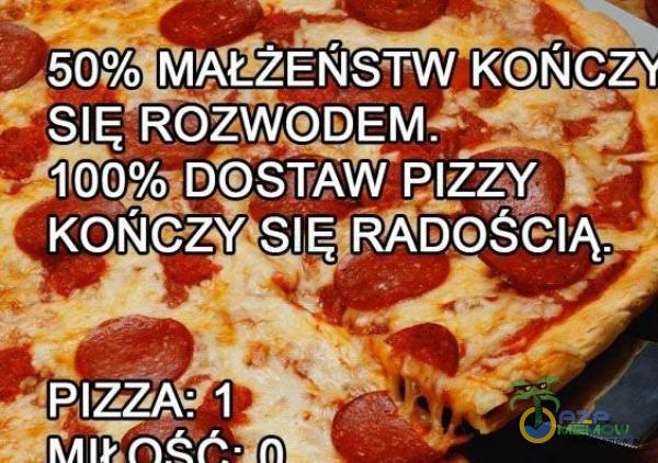 MAŁŻEŃSTW SIĘ ROZWODEtvF IOOYÂDOSTAW Pizzy, KOŃCZY SIĘ RA PIZZA: 1