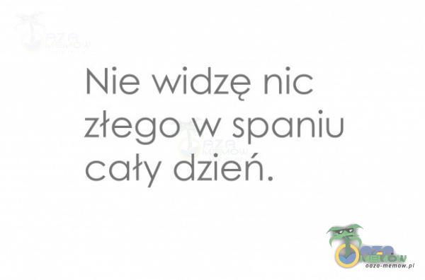 Nie widzę nic złego w spaniu cały dzień.