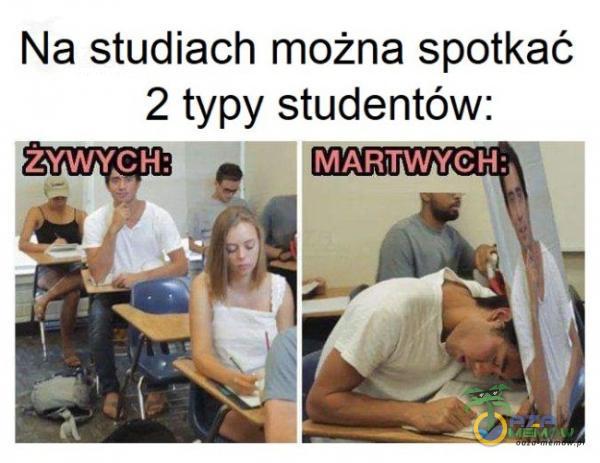 Na studiach można spotkać 2 typy studentów: ZYWYCH: MARTWYCH: