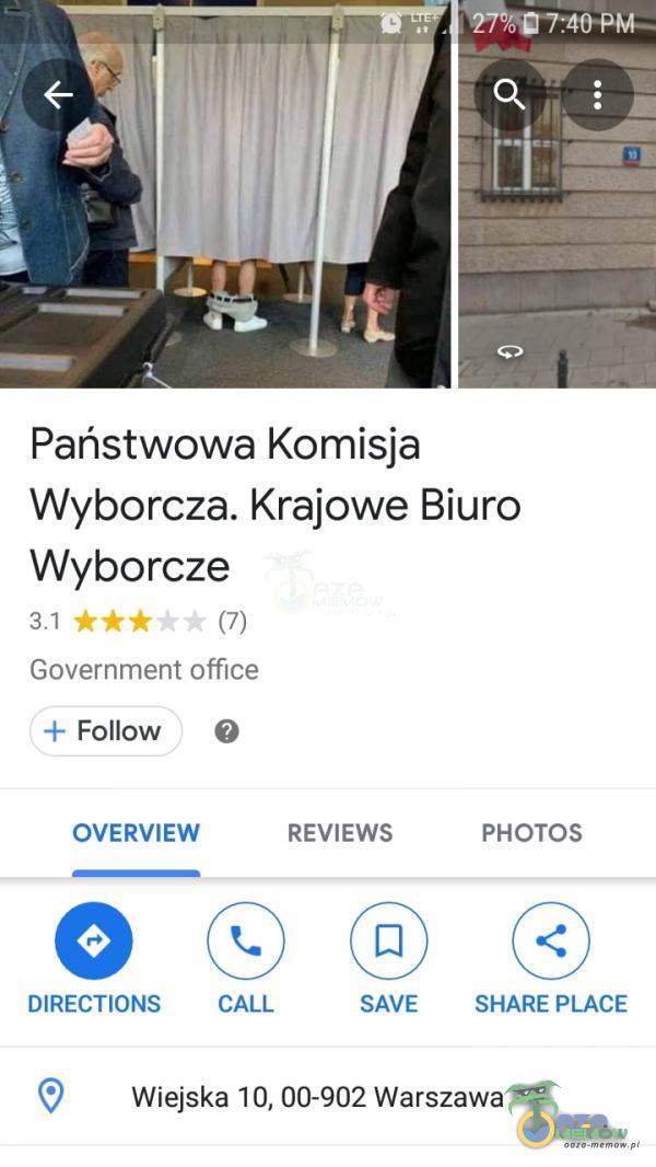 Państwowa Komisja Wyborcza. Krajowe Biuro Wyborcze (7) Government office Follow OVERVIEW DIRECTIONS CALL REVIEWS SAVE PHOTOS SHARE PLACE Wiejska 10, 00-902 Warszawa