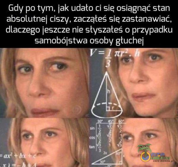 Gdy po tym, jak udało ci sie osiągnąć stan absolutnej ciszy, zacząłeś sie zastanawiać, dlaczego jeszcze nie słyszałeś o przypadku samobójstwa osoby głuchej