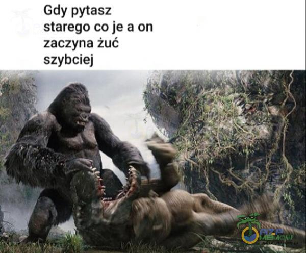 Gdy pytasz staretjo co je a on źaczyna żuć szybciej