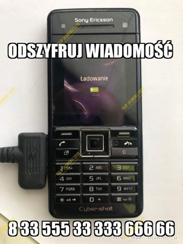 Sony Ericsson ODSZYFRUJ WIADOMOSC Ładowanie c a ABC 6 MNOÂ S JKL 4 GHI g wxyz 7 8 TUV Cuber-shot Q3555 33 333 666 66