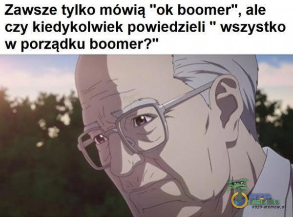 Zawsze tylko mówią ok boomer , ale czy kiedykolwiek powiedzieli wszystko w porządku boomer?”