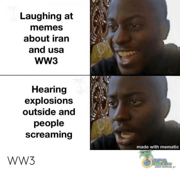 Laughing at men-les abom iran and usa WWS Hearing exusions outside and peoe screaming WWS „mu. „.me