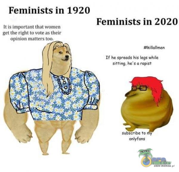 Feminists in 1920 Feminists in 2020 A kiirporetów tui) get tri tyglik wyrwie dw trwę kilolinca R he yrrzóśś hea legpoydiii MNE NE a rami.