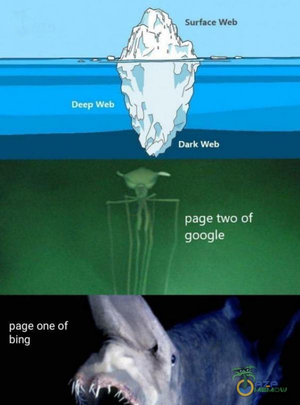 Surface Web Deep Web Dark web page two of google page one of bing