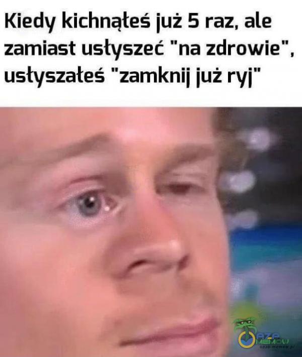 Kiedy kichnąłeś już 5 raz, ale zamiast usłyszeć na zdrowie , usłyszałeś zamknij już ryj