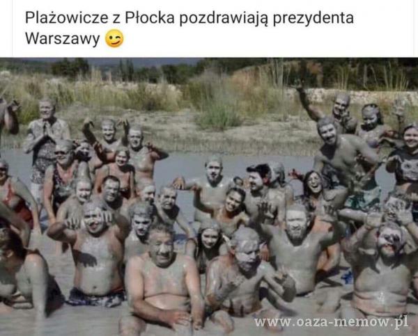 Plażowicze z Płocka pozdrawiają prezydenta Warszawy
