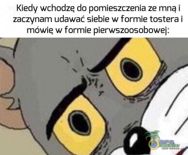 Kiedy wchadzę do pomieszczenia zemnąi zaczynam udawać siebie w formie tostera i mówie w formie erwszoosobowej: