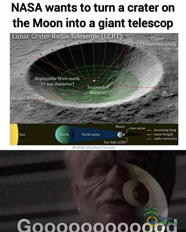 NASA wanis to turn. a crater on the Moon into a giant telescop eTaa sieroin s1018 0 0l