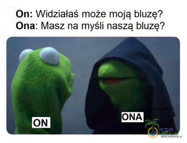 On: Widziałaś może moją bluzę? Ona: Masz na myśli naszą bluzę?