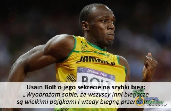 Usain Bolt o jego Sekre na szybki bieg: „ Wyobrażam sobie, że wszyscy inni biegacze sq wielkim: pajqkami i wtedy biegnę przerażony”