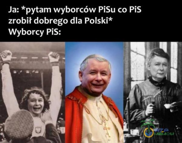 Ja: *pytam wyborców PiSu co PiS zrobił dobrego dla Polski* Wyborcy PiS: