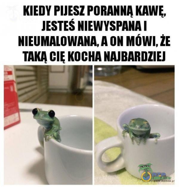 KIEDY PIJESZ PORANNA KAWĘ, JESTES NIEWYSPANA I NIEUMALOWANA A ON MÓWI, TAKĄ KOCHA NAJBARDZIEJ