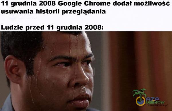 II grudnia 2008 Google Chrome dodał możliwość usuwania historii przeglądania Ludzie przed II grudnia 2008: