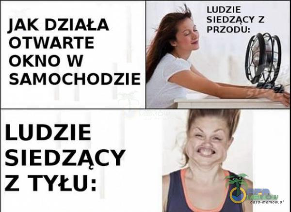 JAK DZIAŁA OTWARTE OKNO W SAMOCHODZIE LUDZIE SIEDZĄCY Z TYŁU: LUDZIE SIEDZĄCY Z PRZODU: