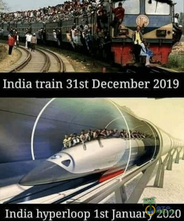 India train 31st December 2019 India hyperloop Ist January 2020