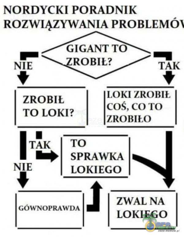 NORDYCKI PORADNIK l PROBLEMÓ! OGIO TO =, TO wg ROBIŁ? [ZRÓBŁ LOKI ZROBIŁ. a TO LOKI? COS, CO TO o ZROBIŁO a | TO SPRAWKA NIE LOKIEGO ZWAL NA LOKIEGO 1 GOWNOPRAWDA