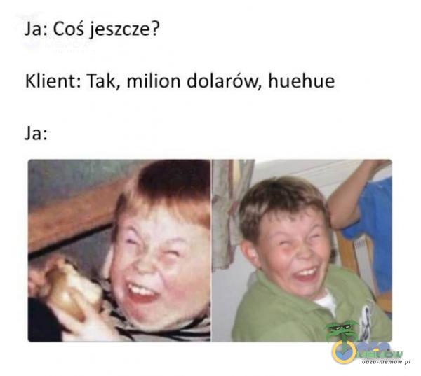 Ja: Coś jeszcze? Klient: Tak, milion dolarów, huehue Ja: