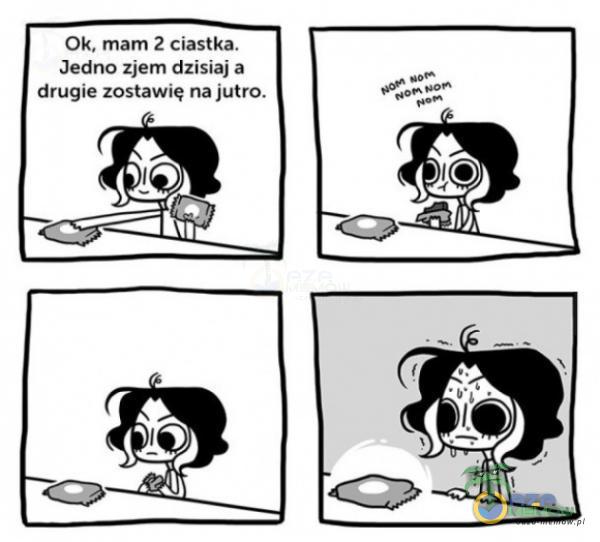 Ok. mam 2 ciastka. Jedno zjem dzisiaj a drugie zostawię na jutro.