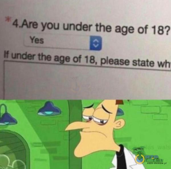 * 4Are you under the age of 18? Yes tfłnderthea e of 18, ease stałe wh