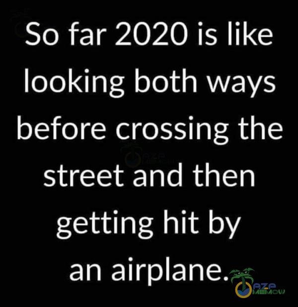 So far 2020 is like looking both ways before crossing the street and then getting hit by an airane.