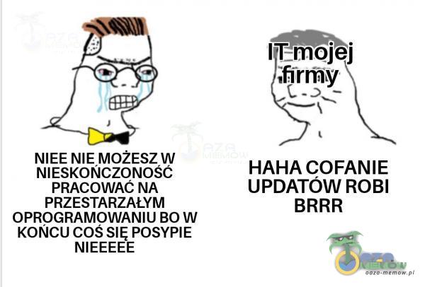 NIEE NIE. MOŻESZ W NIESKOŃCZONOŚĆ HAHA COFANIE PRACOWAĆ NA UPDATÓW ROBI PRZESTARZAŁYM BRRR OPROGRAMOWANIU BO W KOŃCU COŚSIĘ POSYPIE NIEEEEE