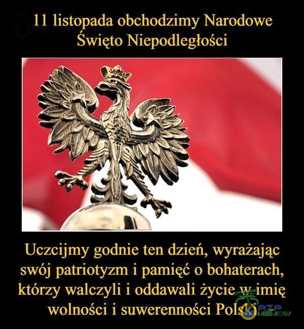 11 listopada obchodzimy Narodowe Święto Niepodległości Uczcijmy godnie ten dzień, wyrażając swój patriotyzm i pamięć o bohaterach, którzy walczyli i oddawali życie w imię wolności i suwerenności Polski