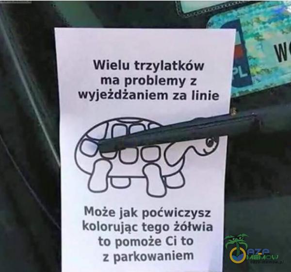 Wielu trzylatków ma problemy z wyjeżdżaniem za linie Może jak poćwiczysz kolorując tego żółwia to pomoże Ci to z parkowaniem