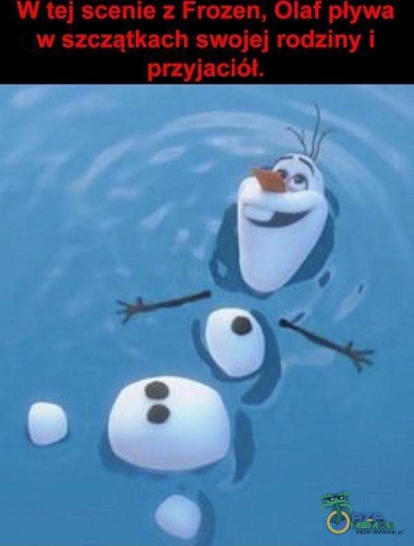 W tej scenie z Frozen, Olaf pływa w szczątkach swojej rodziny i przyjaciół.