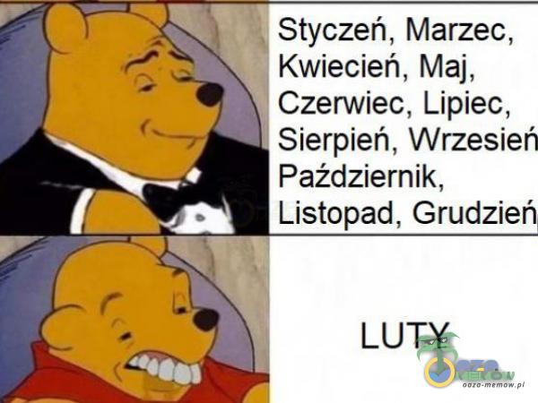 Styczeń, Marzec, Kwiecień, Maj, Czerwiec, Lipiec, Sierpień, Wrzesień Październik, Listopad, Grudzień, LUTY