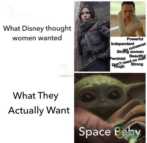 What Disney thought women wanted What TheY Actually Want Space Powerful Independent minist Bea— need no %îgh Strong