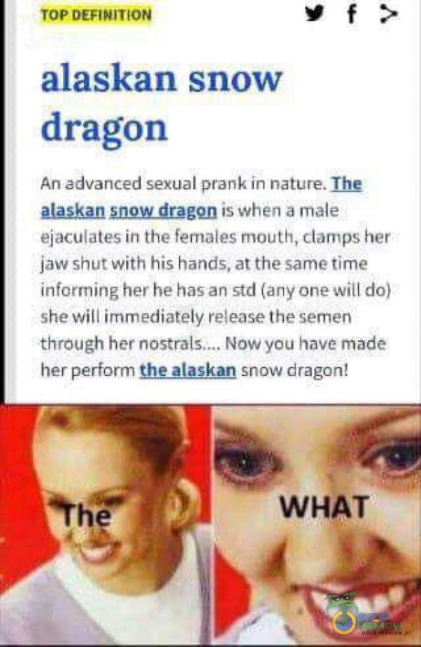  rop alaskan snow dragon Arł edvanced s***al prank in nature. ą(askąn șnąw_drggąn is when a małe ejaculates in the fernales mouth, clarnps her...