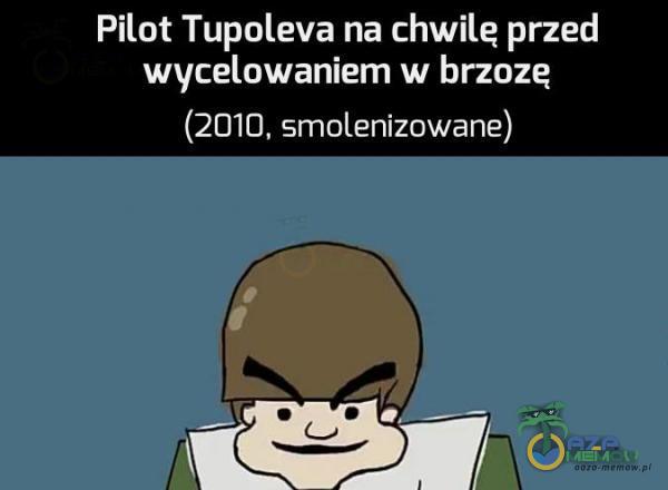 Pilot Tupoleva na chwile przed wycelowaniem w brzozę (2010, smolenizowane) i