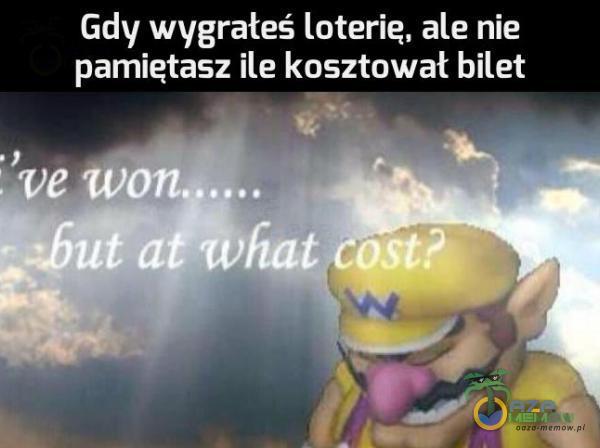 Gdy wygrałeś loterie, ale nie pamiętasz ile kosztował bilet . ve won *but at What cost?