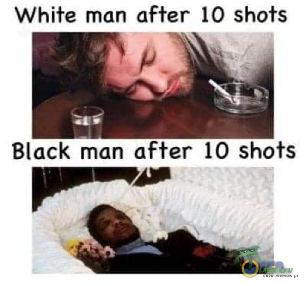 White man after 10 shots Black man after 10 shots
