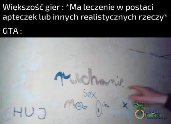 Większość. gier : *Ma leczenie w postaci apteczek lub innych realistycznych rzeczy”