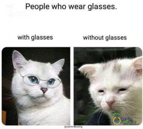 Peoe who wear glasses. With glasses without glasses