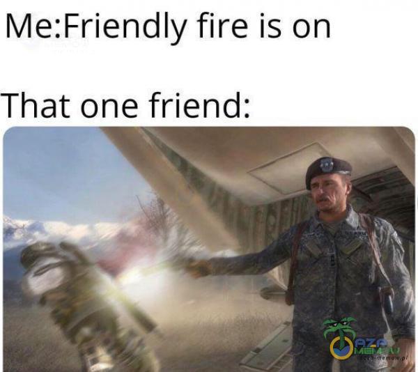Me:Friendly fire is on That one friend: