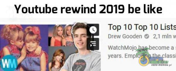 Youtube rewind 2019 be like Top 10 Top 10 Lists Drew Gooden 0 2,1 mln WatchMojo has bee a years. Emoying the Classi