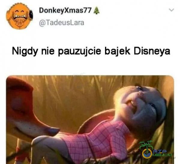 DonkeyXmas77 â TadeusLara Nigdy nie pauzujcie bajek Disneya