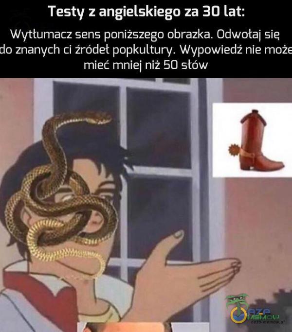 Testy z angielskiego za 30 lat: Wytłumacz sens poniższego obrazka. Odwołaj sie do znanych ci źródeł popkultury. Wypowiedź nie może mieć mniej niż 50 stów