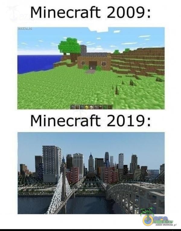 Minecraft 2009: Minecraft 2019: