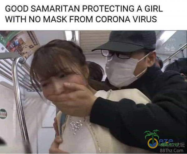 GOOD SAMARITAN PROTECTING A GIRL WITH NO MASK FROM CORONA VIRUS