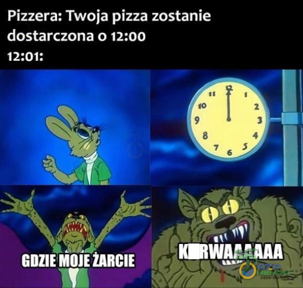 Pizzera: Twoja pizza zostanie dostarczona 0 12:00 12:01: GDZIE hi0JE •WAAAAAA